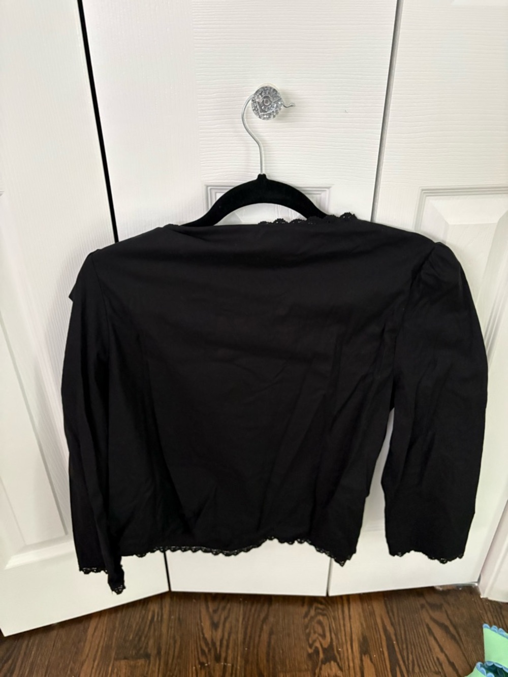 Reformation Black Lace-Trim Button Blouse - Picture 3 of 3